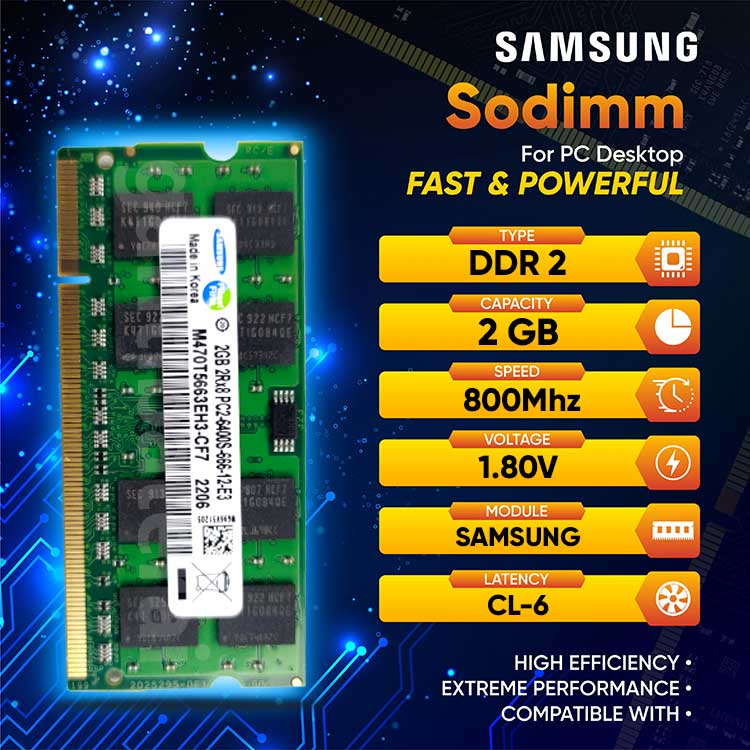 Ram Laptop 2GB DDR2 6400 PC2-6400 Sodimm memory