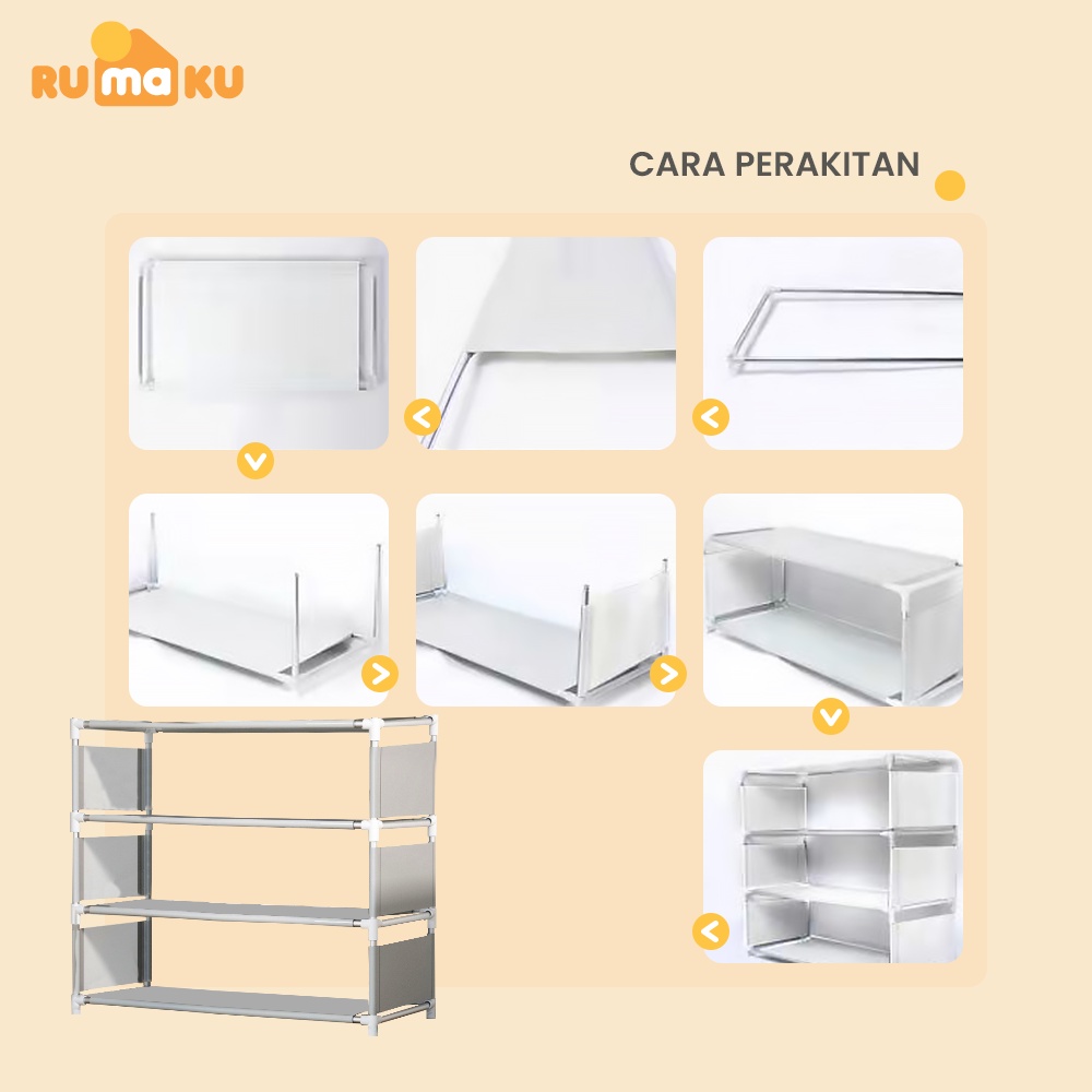 Rumaku Rak Sepatu Portable Serbaguna 4 Susun dan 5 Susun Tempat Sepatu Sandal Multifungsi