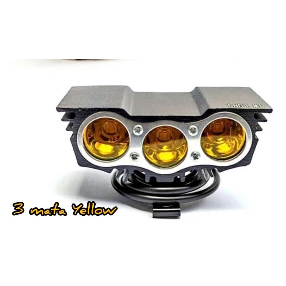 Lampu Tembak Led Lampu Sorot Led Owl Ultrafire 2 Mata 3 Mata Universal Semua Motor WHITE AND YELLOW - Lampu Tembak Sorot Owl Cree 3 Mata 30Watt Ultra Rare