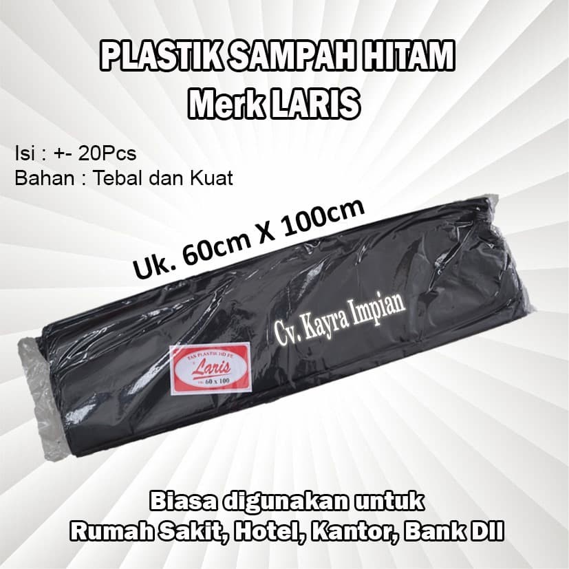 Plastik Sampah Laris/Trash Bag/ Plastik Hitam/Kantong Plastik Sampah 60X100