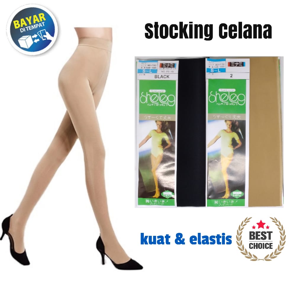 Celana Panty Stocking Pantyhose Sheleg Krem Hitam Wanita Dewasa Tipis