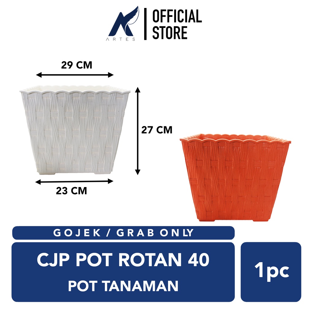 GOJEK-GRAB ONLY CJP ROTAN 40 Pot Kotak Tanaman Tumbuhan Bunga Plastik Putih Cokalt Citra Jaya Plasti