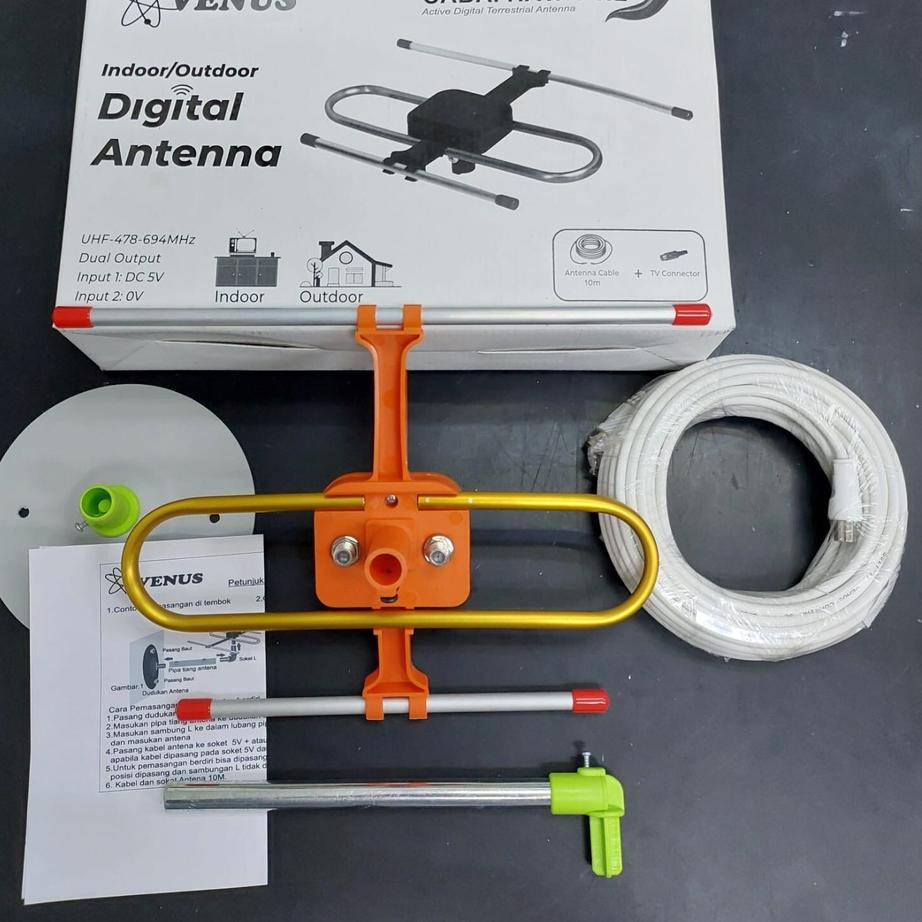 ♕ Venus Antena Indoor Outdoor V.2 Cabe Rawit Premium + Kabel 10M ☞