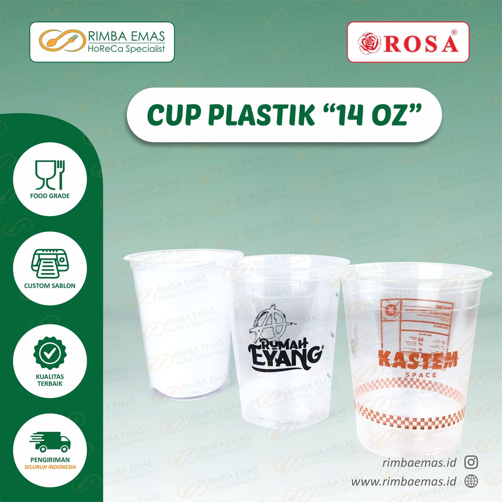 SABLON CUP 14 OZ (SABLON CUP PLASTIK MINUMAN / CUSTOME SABLON CUP / CUP PLASTIK / CUP 14 OZ 5 GR / C