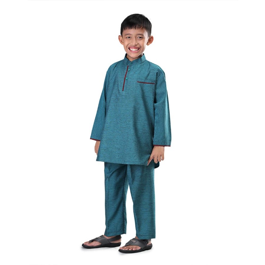 ORIGINAL - Setelan Koko Anak Usia 6-8-10-12 Tahun - Baju Stelan Muslim Anak Laki-Laki Warna Hijau