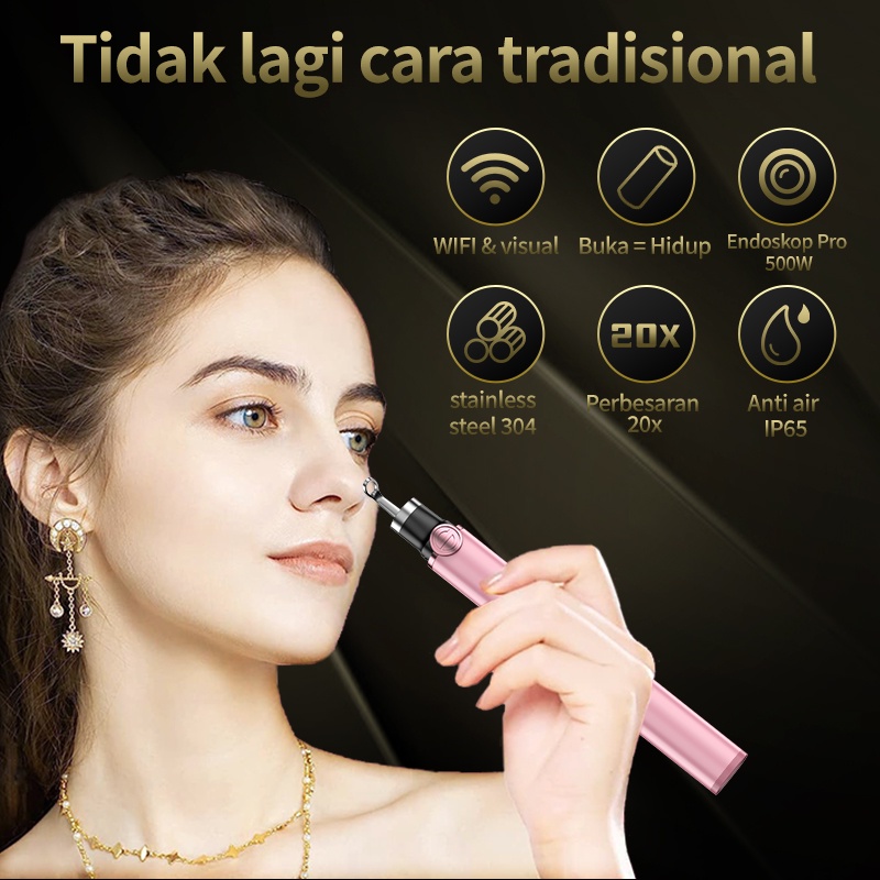 AmazeFan Penghilang Komedo Visual Alat penghilang komed Elektrik pembersih komedo 500W Kamera komedo hidung 20x Zoom&amp;WIFI Visualisasi penghilang komedo Listrik Wajah Blackhead Remover alat komedo Waterproof&amp;Tutup Magnetik Alat Pembersih Wajah