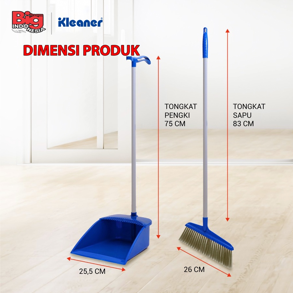 Sapu Lantai Pengki Sisir Handle Ergonomis 1 Set Broom Dustpan Alat Pembersih Debu Lantai Kleaner GSC005