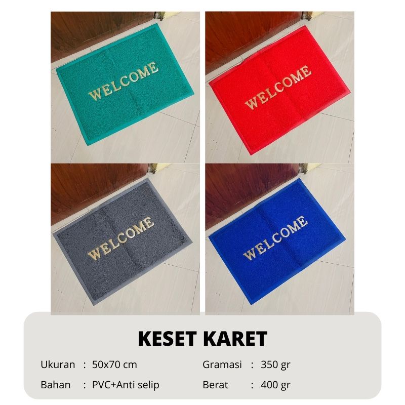 Keset Welcome Rosanna Design Full Karet Kamar Mandi Keset Kaki Anti Slip Lembut Motif