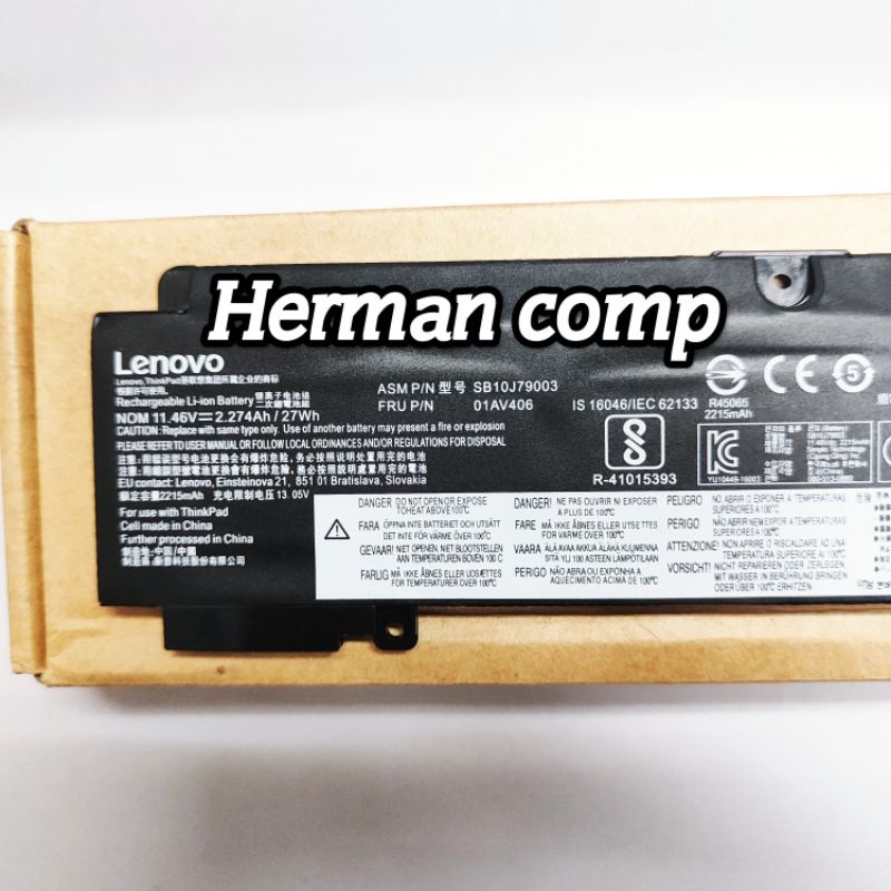 Original Baterai Lenovo Thinkpad T460S T470S Series Model Pendek