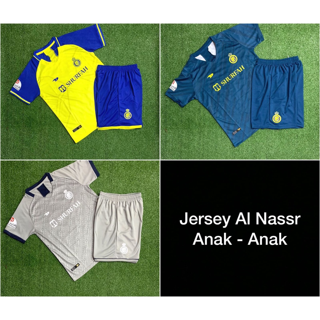 Jersey Baju Bola Anak Al Nassr Home Away 3rd Third Kids 2022 2023 Fullset Satu Set Grade Ori