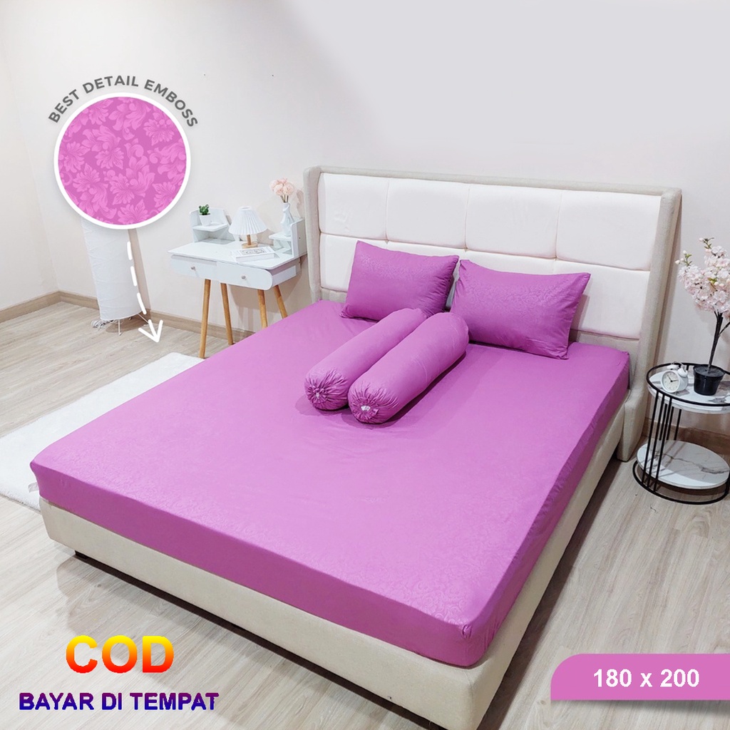 [✅COD] Paket Sprei Seprei 180x200 Dan 4 Sarung Bantal Guling Homemade Katun Embos Dekor Dekorasi Kamar Tidur Perlengkapan Rumah Aneka Warna Polos Murah