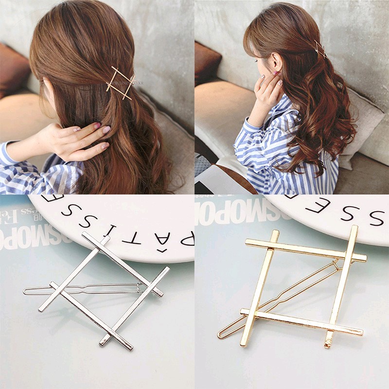 GP Jepitan rambut wanita motif geometri bahan alloy korea
