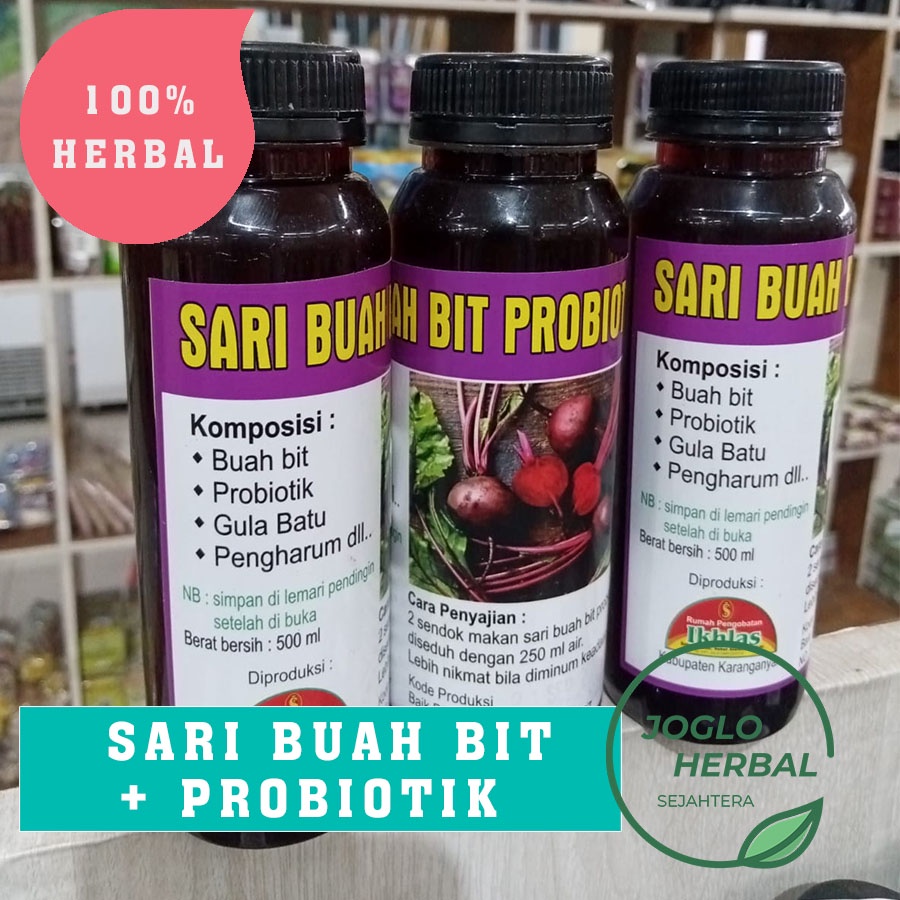 

Sari Buah Bit Probiotik Herbal Asli 100% Alami 250 ml