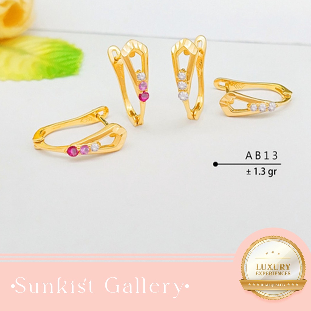 ANTING WANITA EMAS ASLI KADAR 6k & KADAR 8K ANTING EMAS ANTING KLIP DEWASA MODEL SIMPEL ELEGAN AB 13