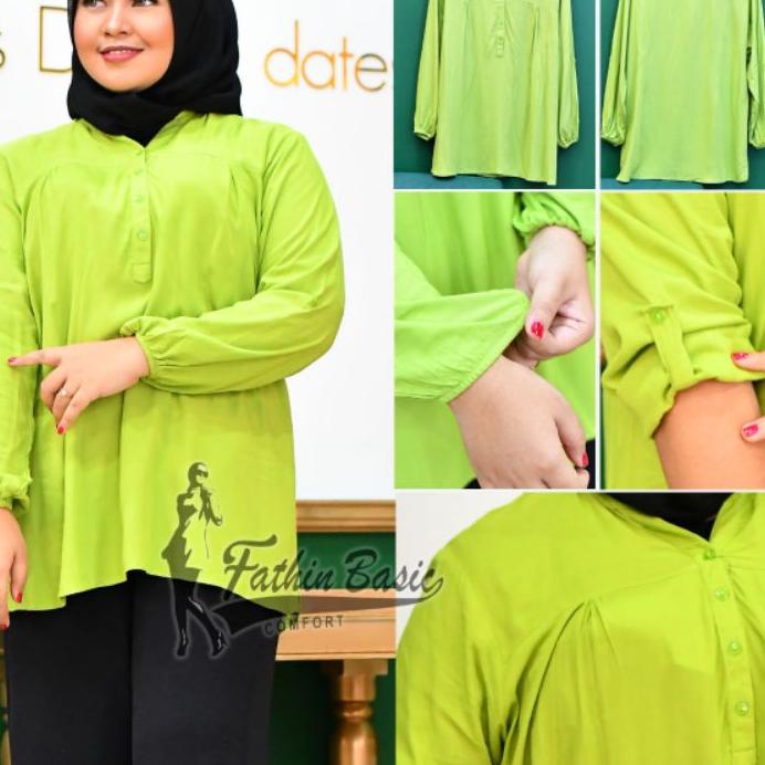 ➲ Blus Polos Ijo Muda - Blouse Polos Rayon - Lime- Lime green - ijo stabilo - Baju Adem - Fathin Bas