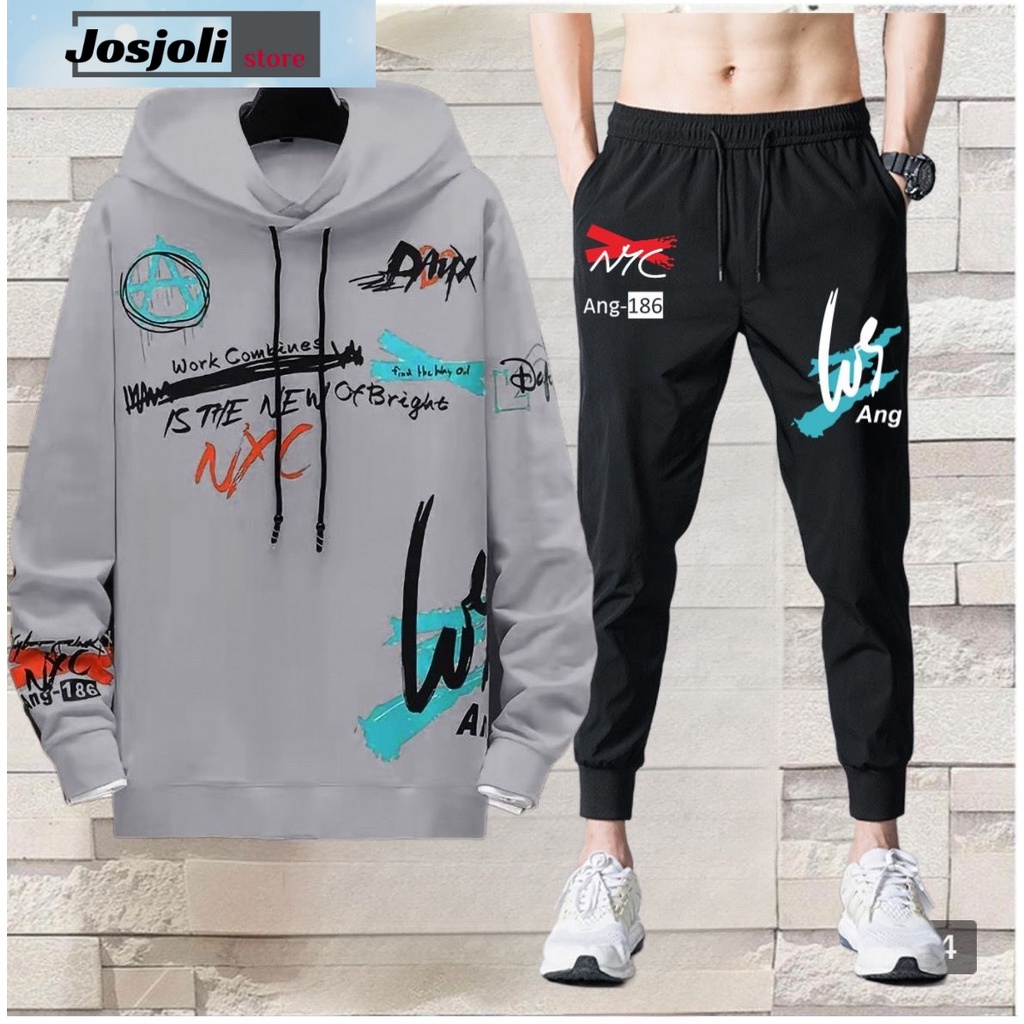 JOSJOLI_STORE/Stelan Nyc/Satu Stel Atasan dan Bawahan Pria Dewasa/Fit to XL