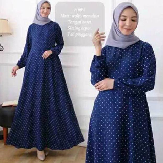 murah BAJU WANITA BAJU TALI GAMIS POLKADOT TALI PINGGANG belkang