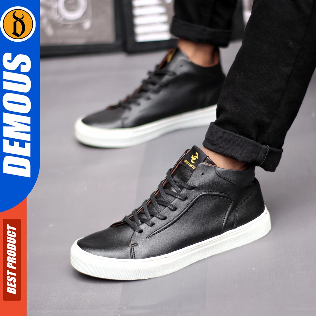 DEMOUS Rebellion - Sepatu Sneakers Pria Hitam Kerja Casual