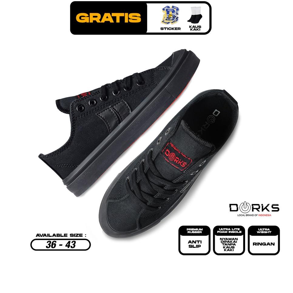 BEST SELLER DORKS - Classic Low Full Black Sepatu Sneakers Casual Pria
