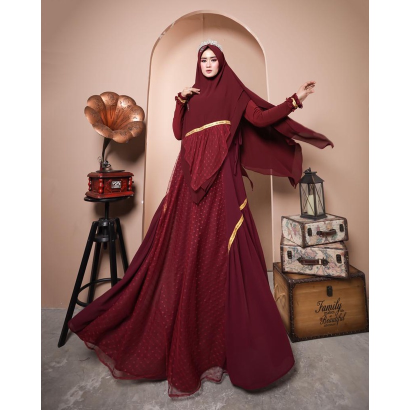 ♥IFANI♥GAMIS SYERA SERIES SET SYARI by LIKE EXCLUSIVE gamis modern, gamis kekinian, gamis jumbo, gam