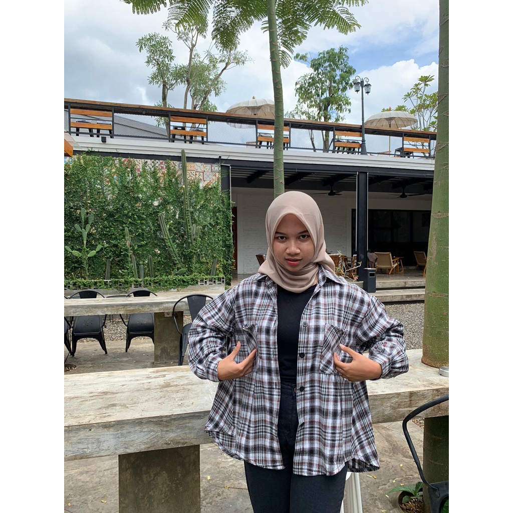 KEMEJA OVERSIZE WANITA// KEMEJA FLANEL OVERSIZE