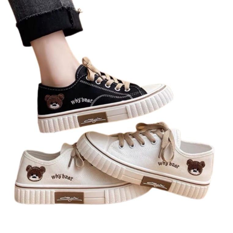 MURAH BANGET Sepatu Sneakers Wanita Bordir WHY-Bear WHY-01