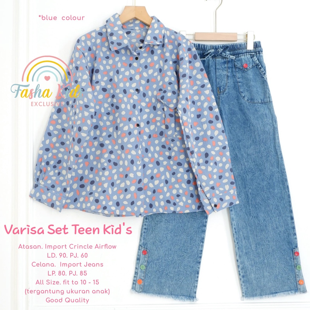 VARISA SET TEEN KIDS ORIGINAL BY FASHA SETELAN BAJU ANAK REMAJA TUNIK DAN CELANA KULOT ONESET ANAK R