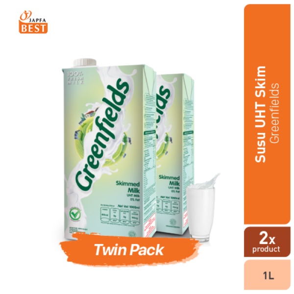 Susu UHT Skimmed Greenfields 1L - Twin Pack