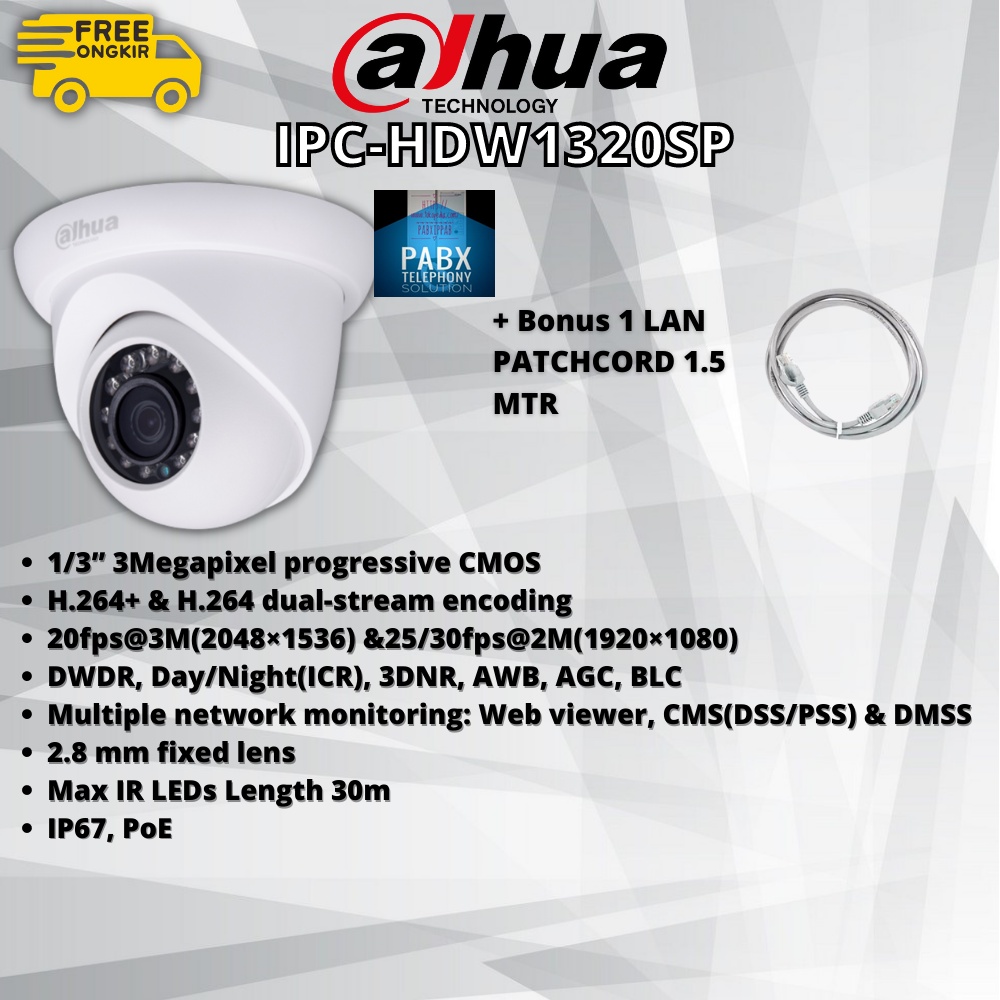 Dahua IPC-HDW1320SP Kamera IPCam 3MP Turret Indoor