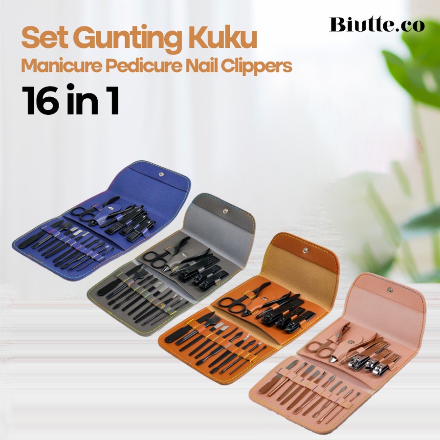 Biutte.co Set Gunting Kuku Manicure Nail Clippers Pedicure Kit 16 in 1 - TCT16