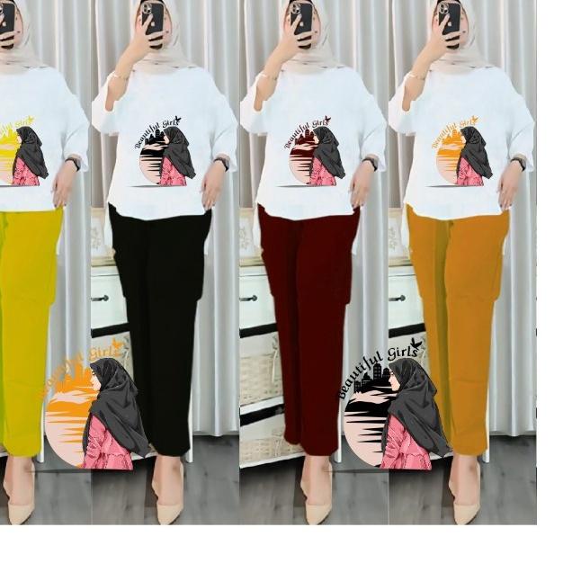 ♩ Setelan Tunik Hijab Sunset Kombinasi /Set Blouse LD 110 ➻