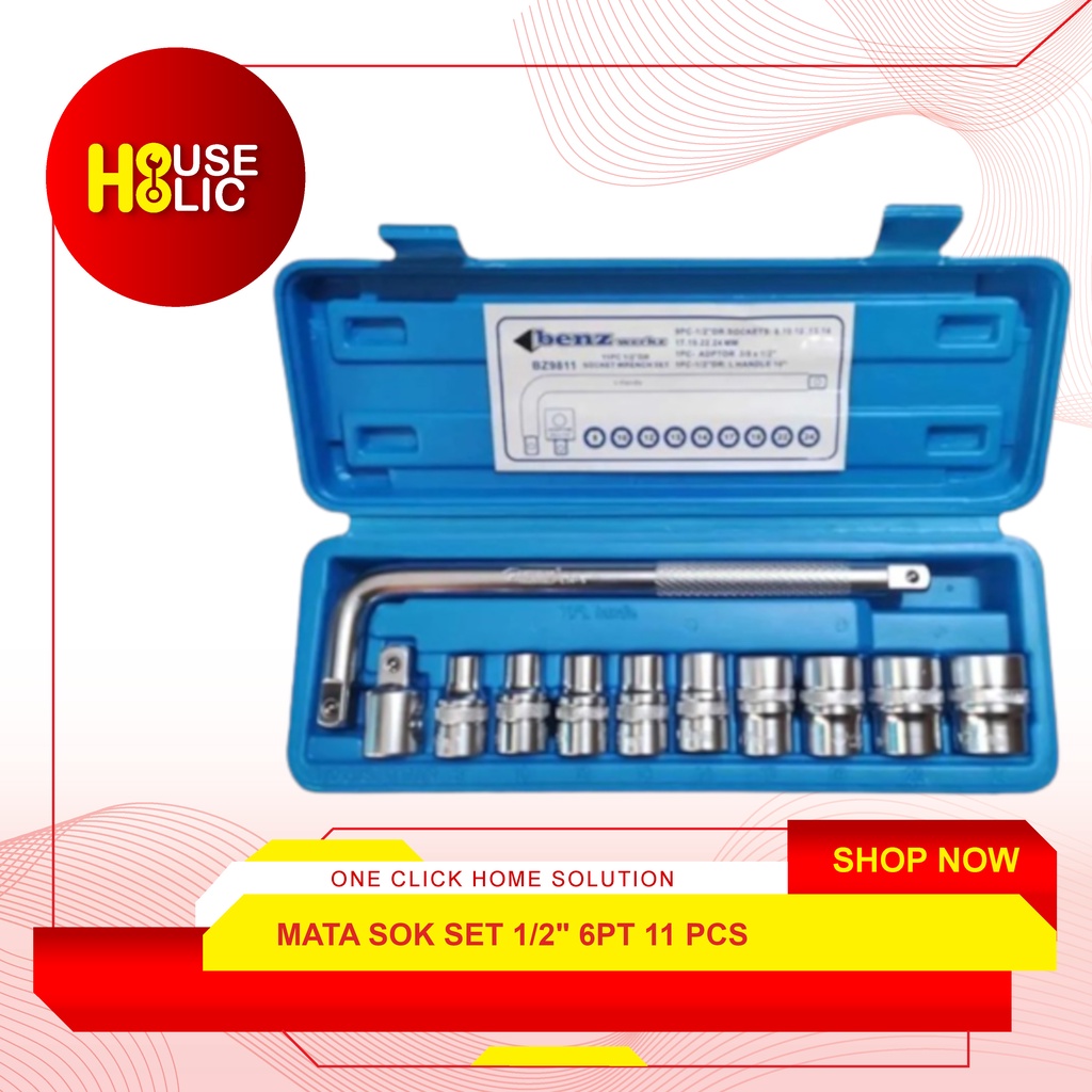 Kunci Sok Sock Besi Set 1/2&quot; Inch 6PT DR 11 Pcs / Socket Wrench