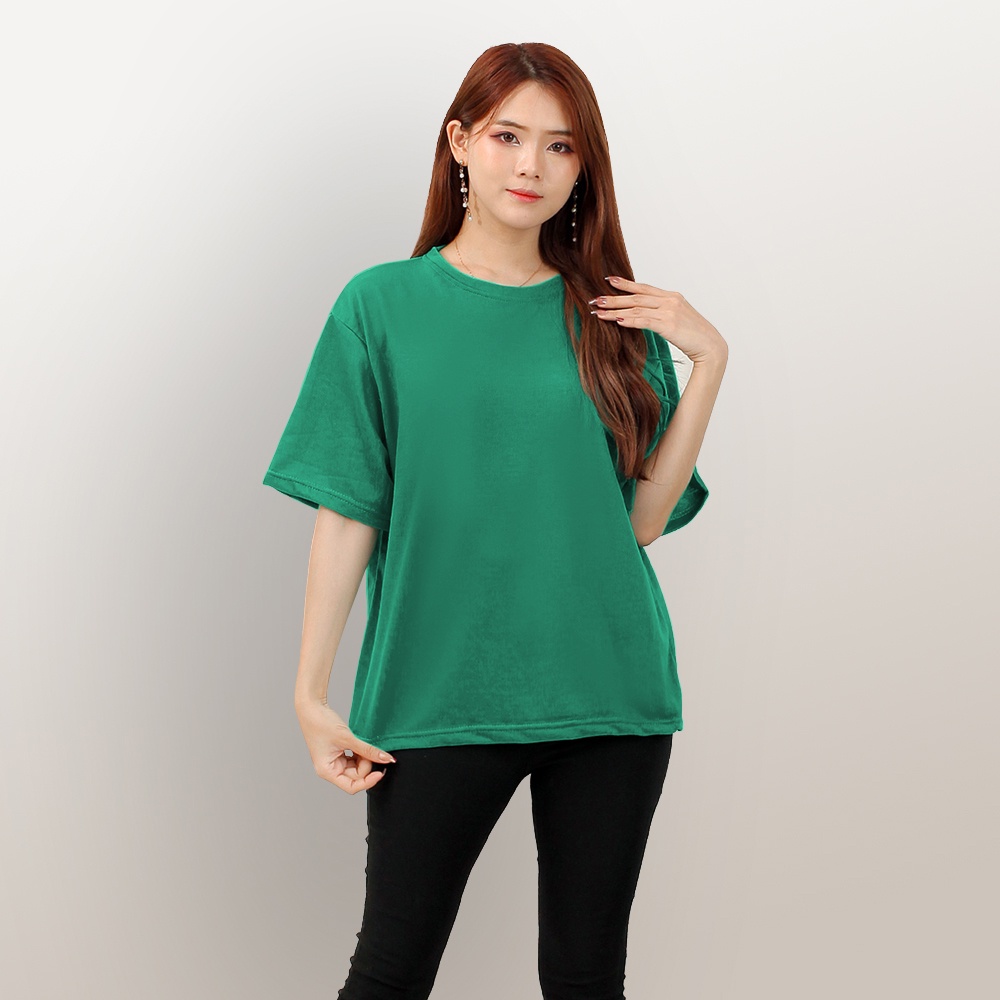 Kaos Tshirt Lengan pendek oversized Wanita Gaya korea leher bulat polos - XSHOP Desting