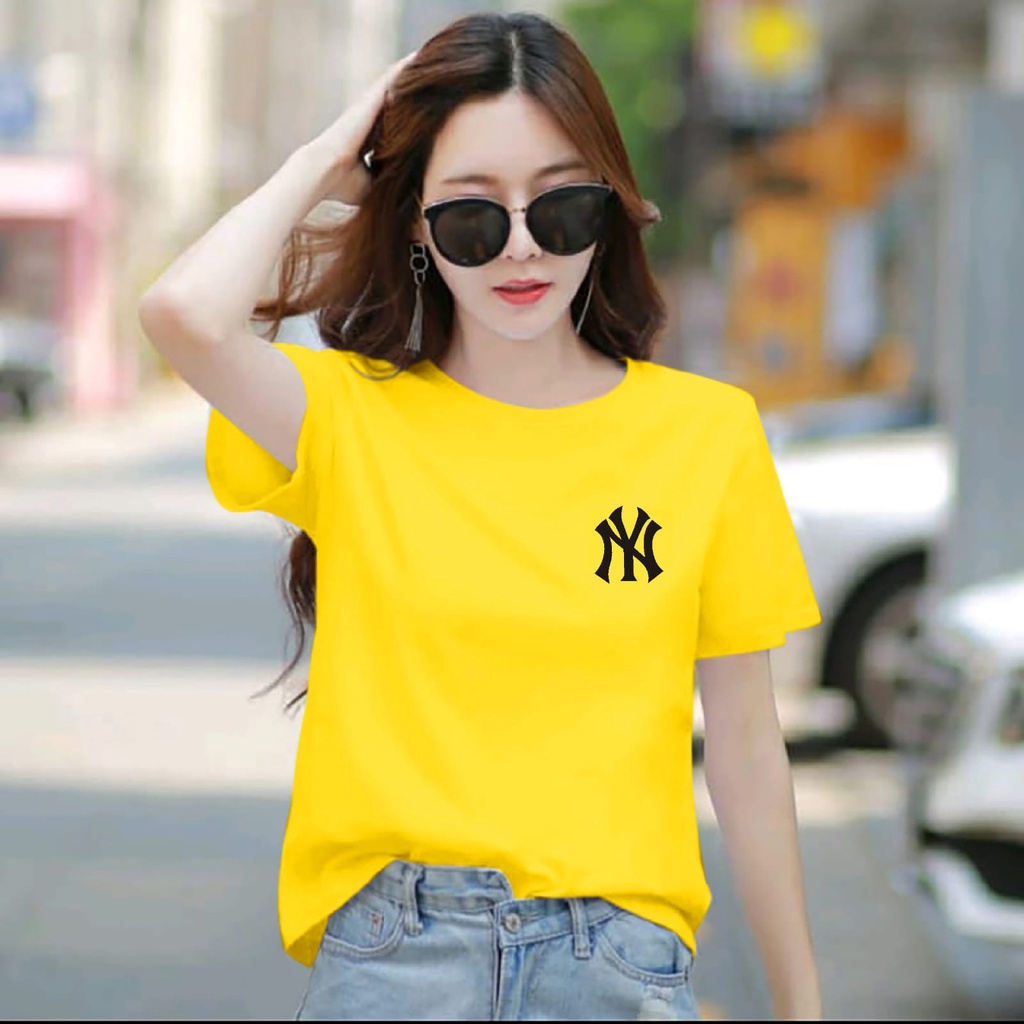 (BISA COD)ATASAN LOGO NY CEWEK LENGAN PENDEK TERBARU-BAJU DISTRO CEWEK MASA KINI DAN TERLARIS