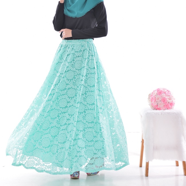 Rok Panjang Wanita Payung Muslimah  Pesta Brokat Lace Umbrella Skirt Griyaraditya Almira