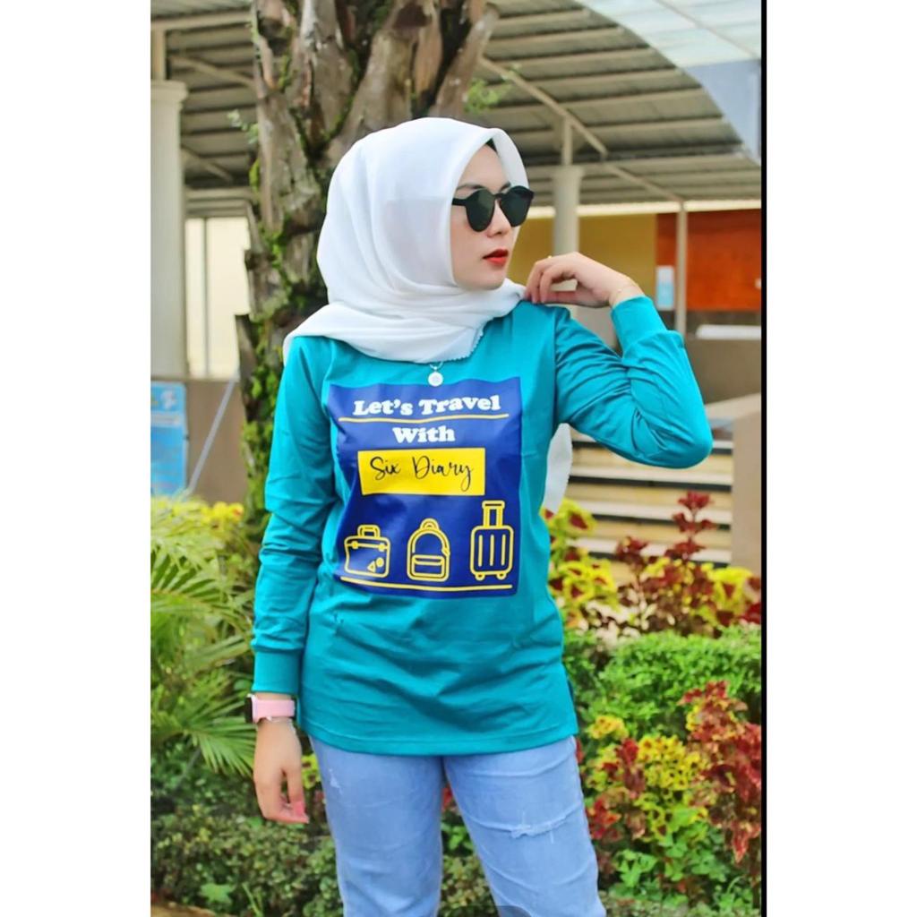 Baju Wanita Fashion wanita Kaos Wanita Atasan Wanita/KAOS SIX DIARY/Kaos Lengan Panjang Wanita MOTIF