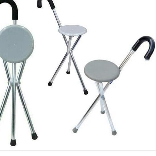 ✽ Tongkat Kursi Lipat 2 in 1 - Tongkat Bantu Jalan 3 Kaki Bisa Dipakai Duduk Kursi Lipat ❁