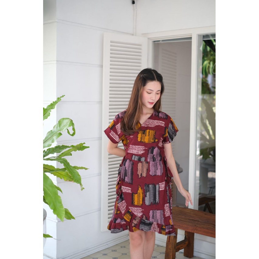 Pakaian Wanita Dress Casual Dress Kimono Bali Pendek Dress Jumbo Pesta V Neck Polos