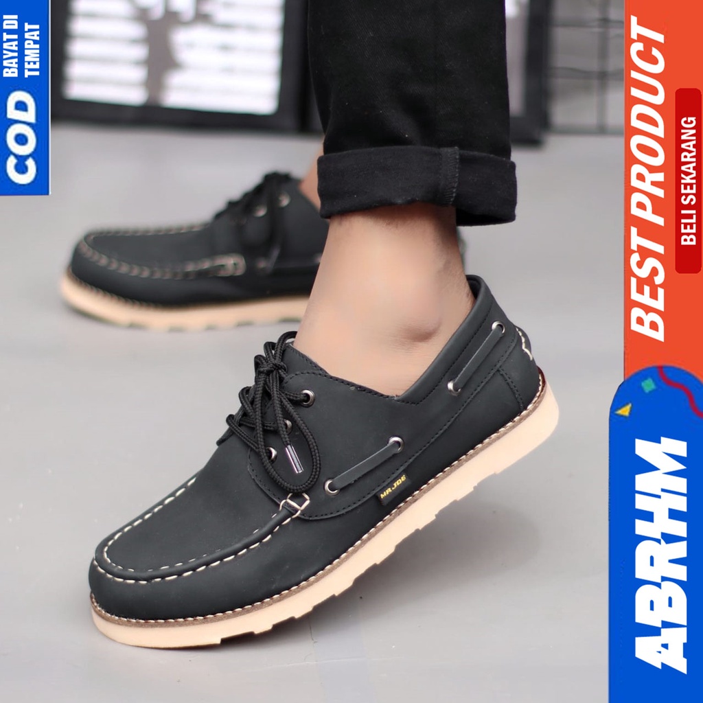 ABRHM NERSON Sepatu Formal Kasual Pria Kerja Kuliah Trendy Kulit Syntet Asli Terlaris