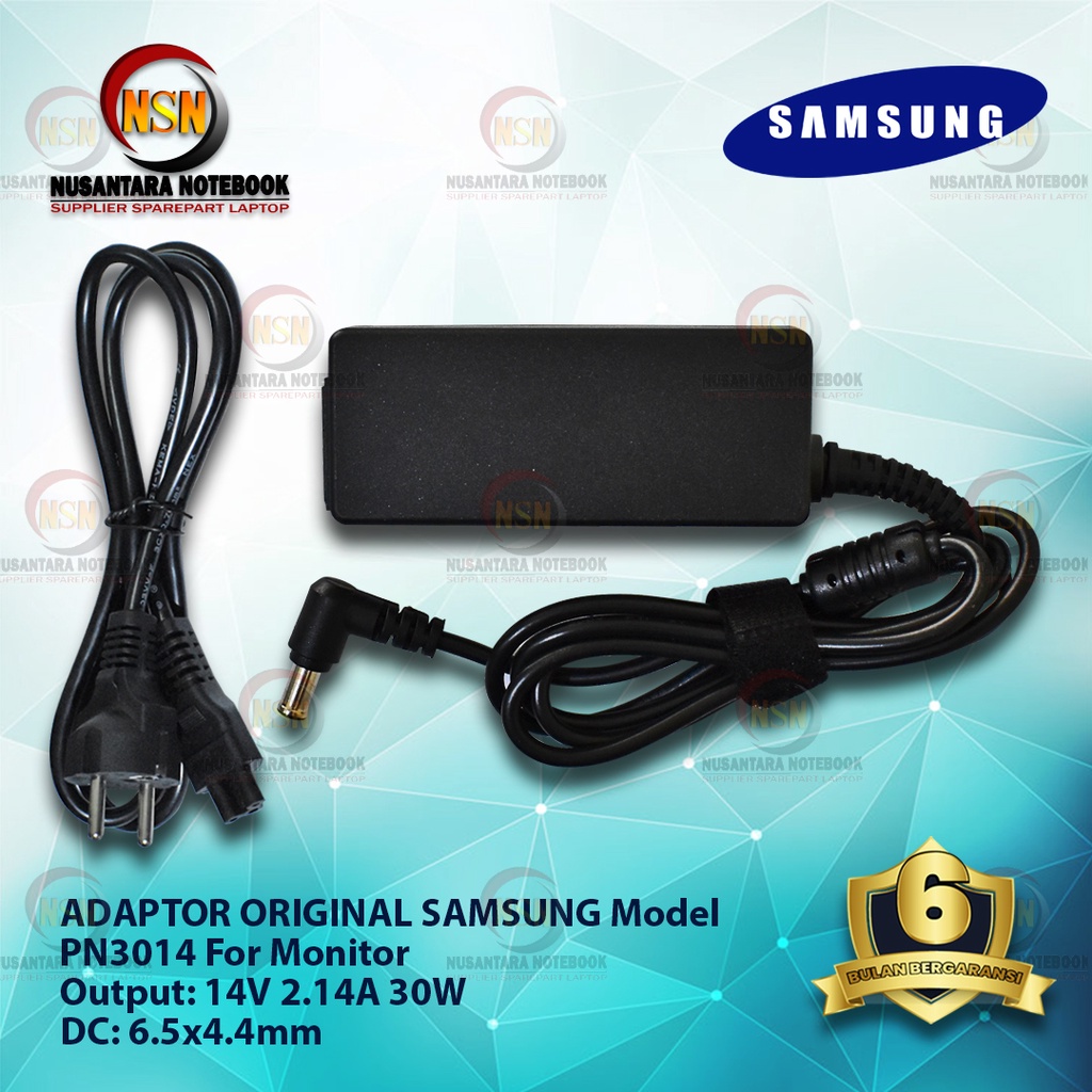 Adaptor Original Samsung PN3014 14V 2.14A 30W 6.5x4.4mm For Monitor