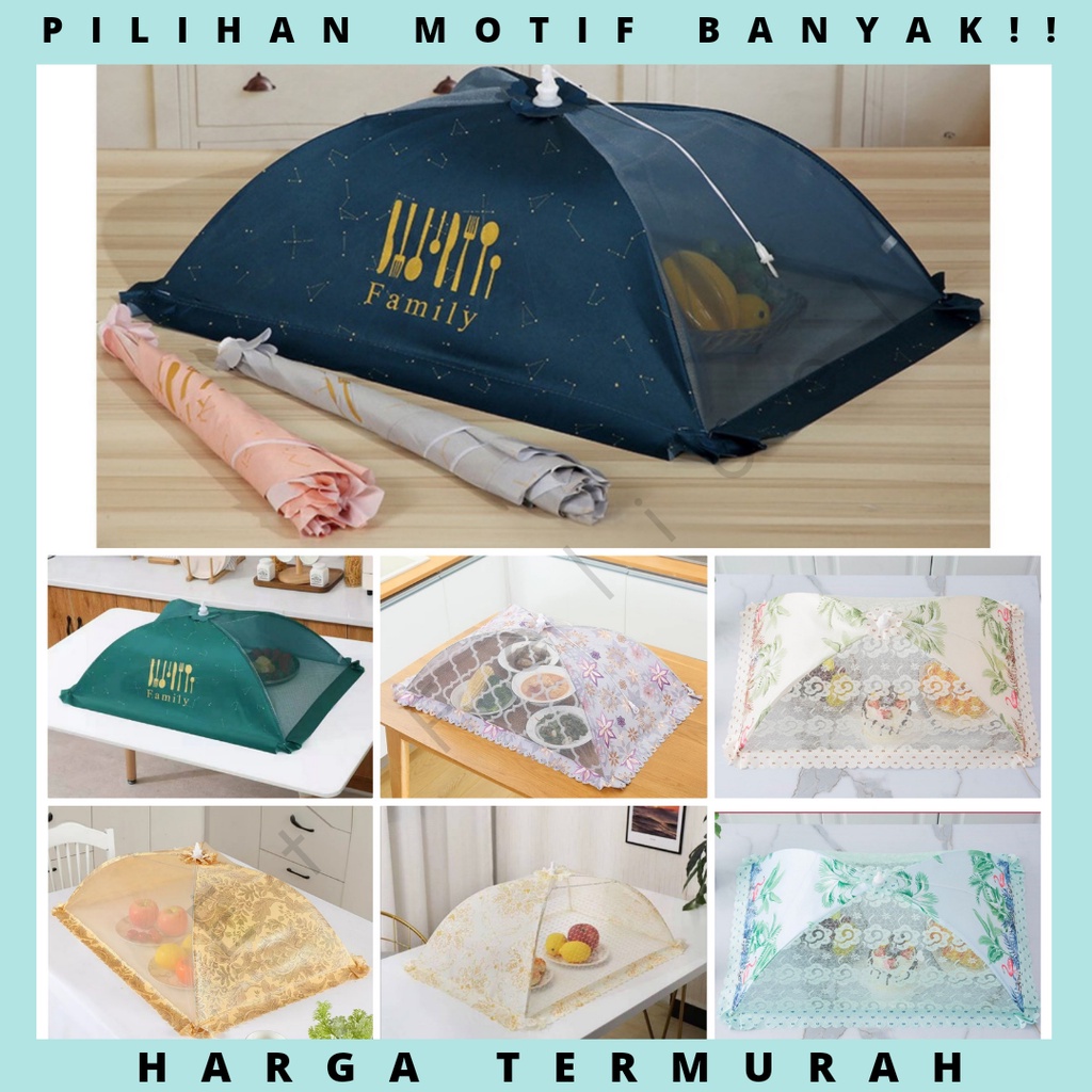 Food Cover Square / Tudung Saji Lipat Segi Shabby Jaring Penutup Pelindung Makanan