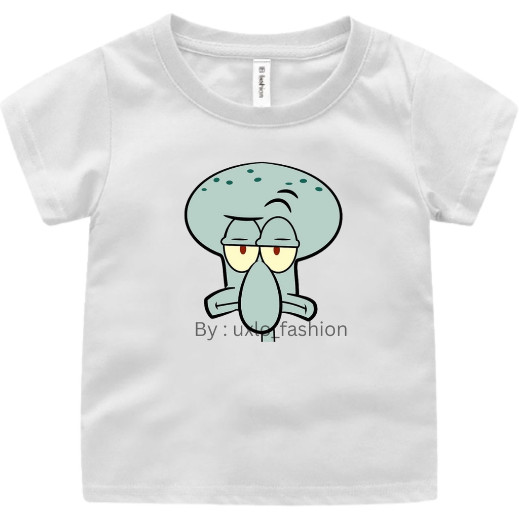 Baju Oblong Murah Anak Cewe Dan Cowo Unisex Umur 2-9 Tahun Motif Kartun Lucu Squid Uxlo Fashion