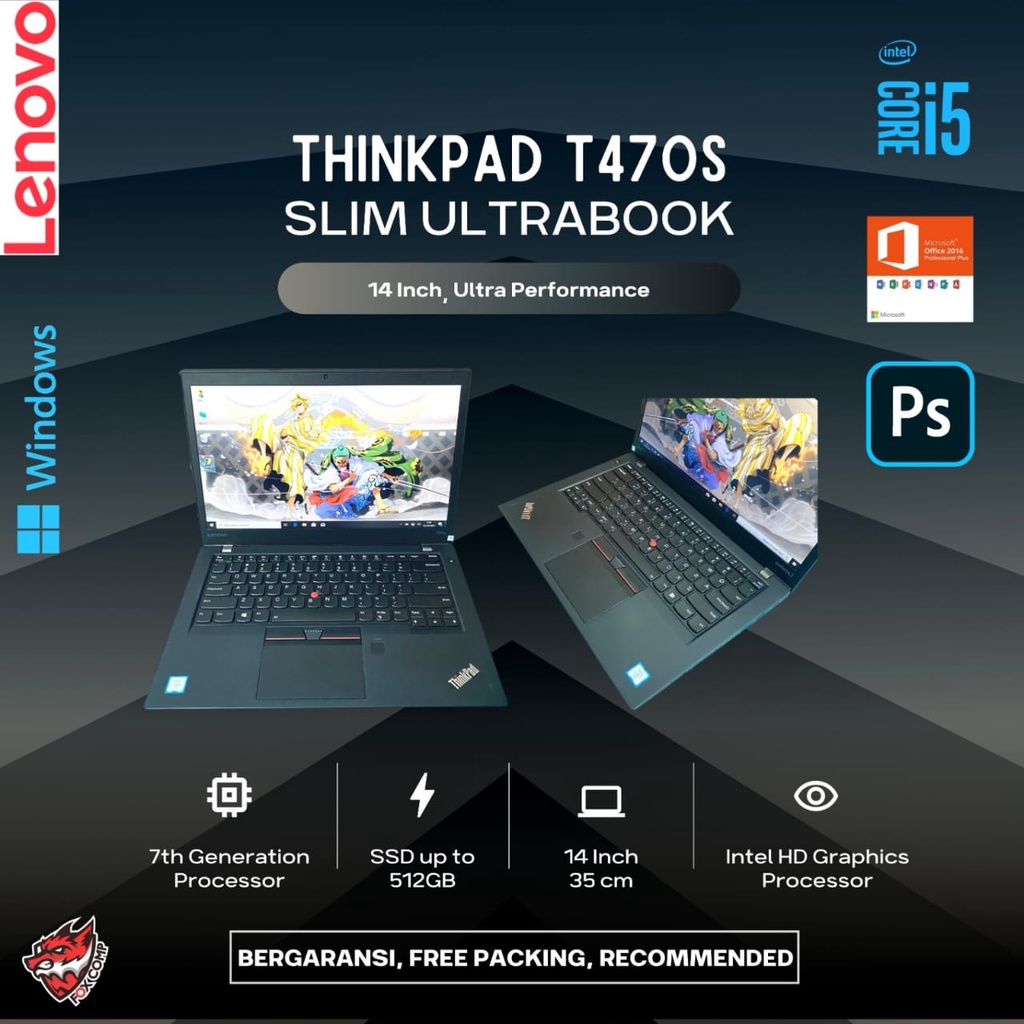 Laptop Lenovo Thinkpad Slim T460s T470s Second Murah Like New