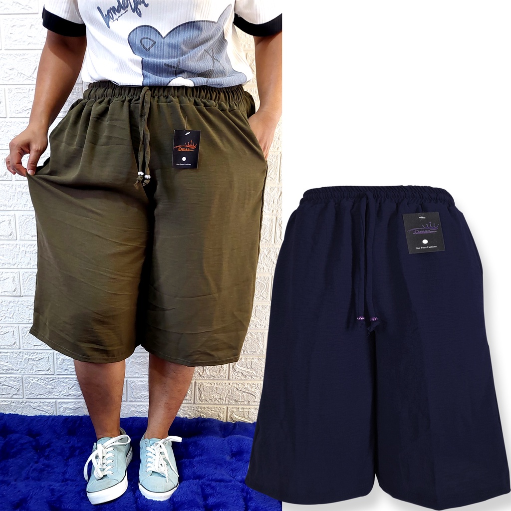 kulot pendek jumbo santai panjang selutut kekinian celana wanita dewasa highwaist crinkle premium terbaru airflow