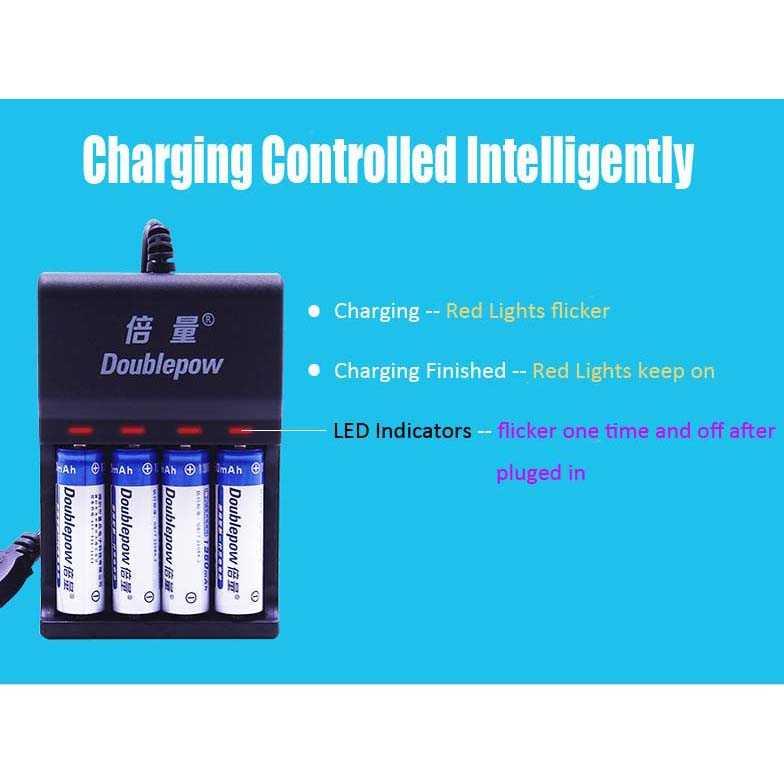 Doublepow USB-Powered Charger Baterai 4 slot AA/AAA 1.2V - DP-UK83 - Black