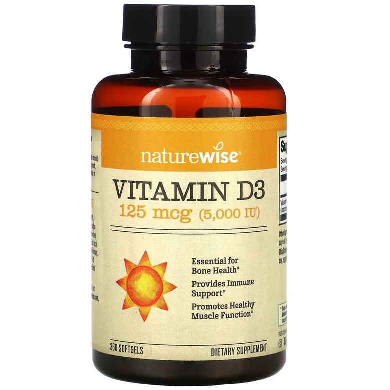 Naturewise Vitamin D3 5000IU 360 Gels Kesehatan Imun Tubuh ORI USA