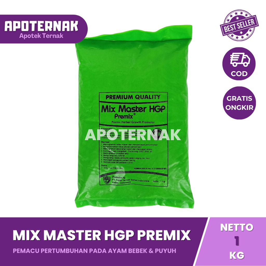 MIX MASTER HGP 1 Kg | Premix HGP Herbal Growth Promotor Pemacu Pertumbuhan Ayam Bebek Puyuh Ternak