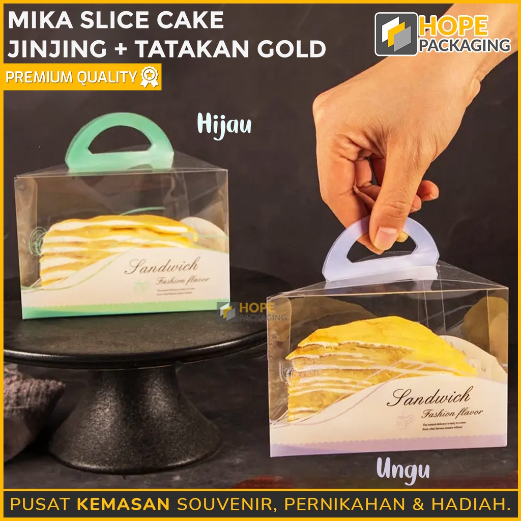 [ isi 5pcs ] Mika Slice Cake tiramisu / Mika Slice cake jinjing + tatakan gold untuk pinggiran kue / cake