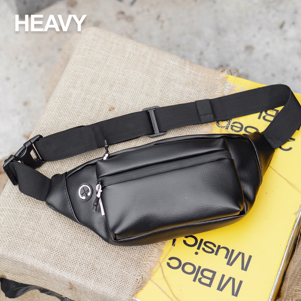 Tas Heavy Waistbag Premium PU Kulit Sintectik | Tas Pinggang Pria Heavy