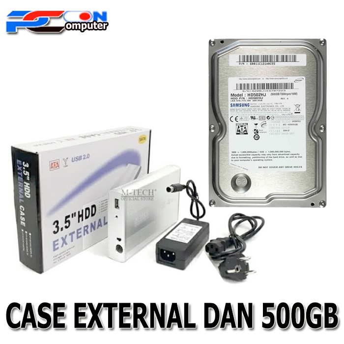 Paket HDD HARDISK HARDDISK KOMPUTER 500GB Plus CASE 3.5 EXTERNAL PC